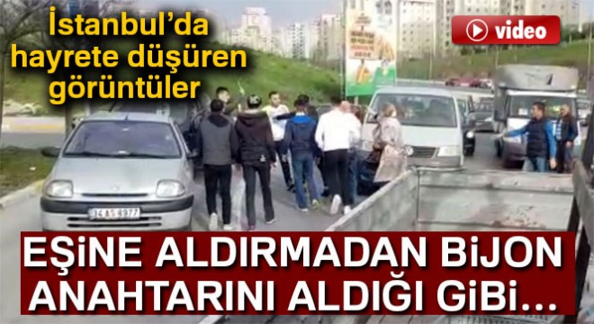Sürücülerin bijon anahtarlı kavgası kamerada
