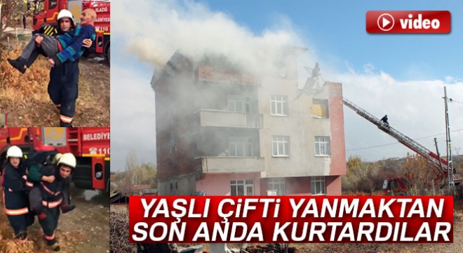 Yangında mahsur kalan çifti ekipler kurtardı